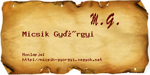 Micsik Györgyi névjegykártya